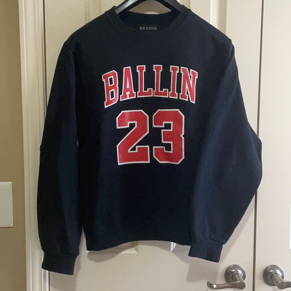 REASON Black Casual Crewneck Sweater